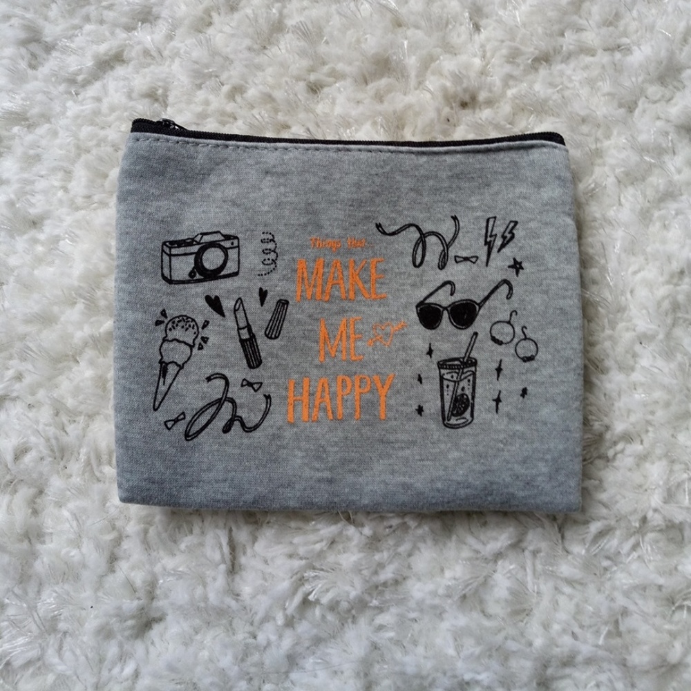 !Make Me Happy Sweatshirt Fabric Pouch NWT